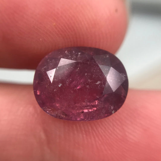 6.89 Carat Purplish Pink Sapphire 12.08x9.6mm Oval Cut, Faceted Loose Natural Tanzania Sapphire