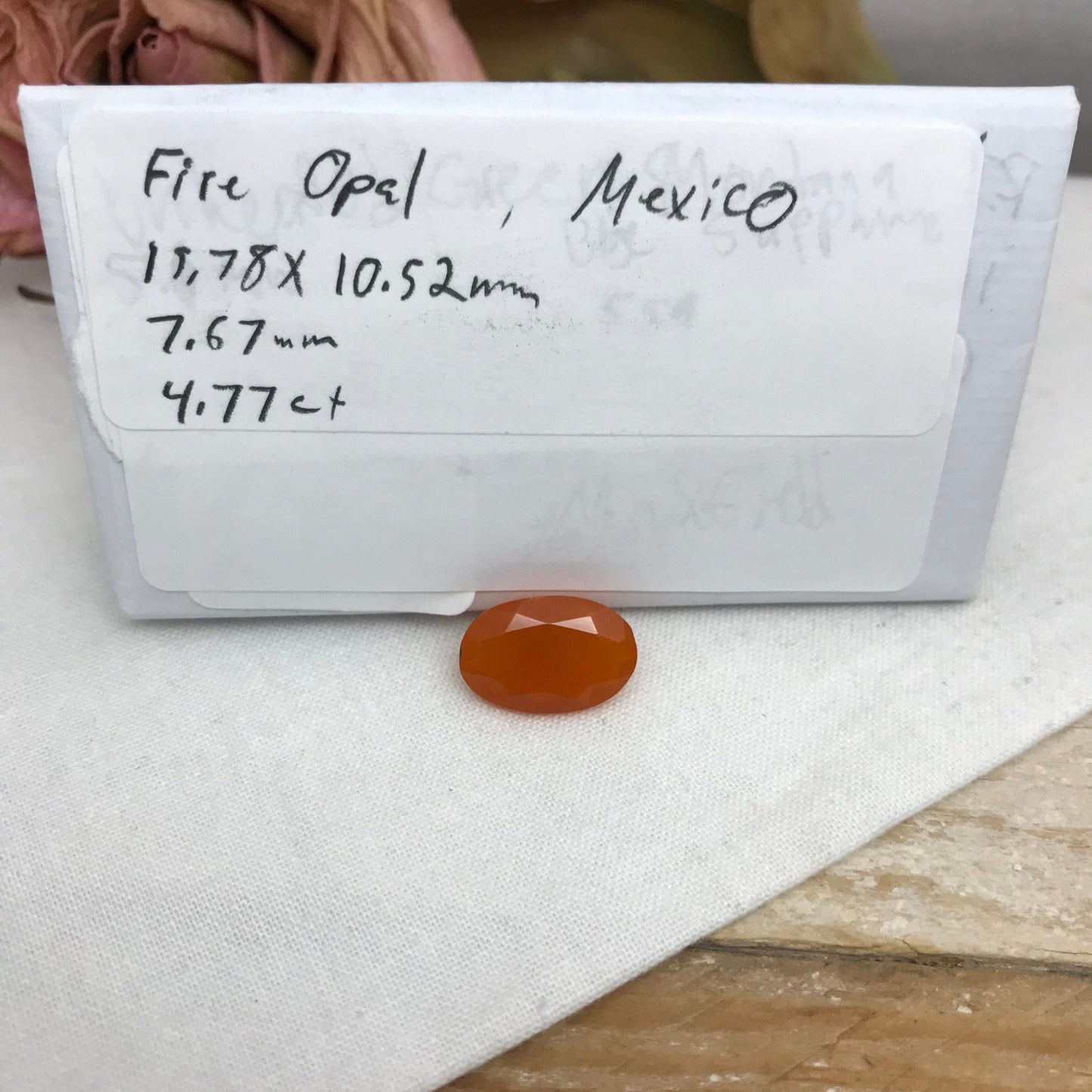 4.77 Carat Orange Mexican Fire Opal 15.78x10.52mm Oval Cut, Faceted Loose Opal