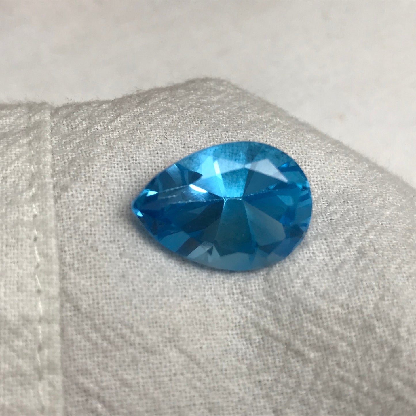 18x13mm Swiss Blue Topaz with Wear on back, 14.37 Carat, Worn Faceted Discount Gemstone, Reclaimed/Recycled Imperfect Gem