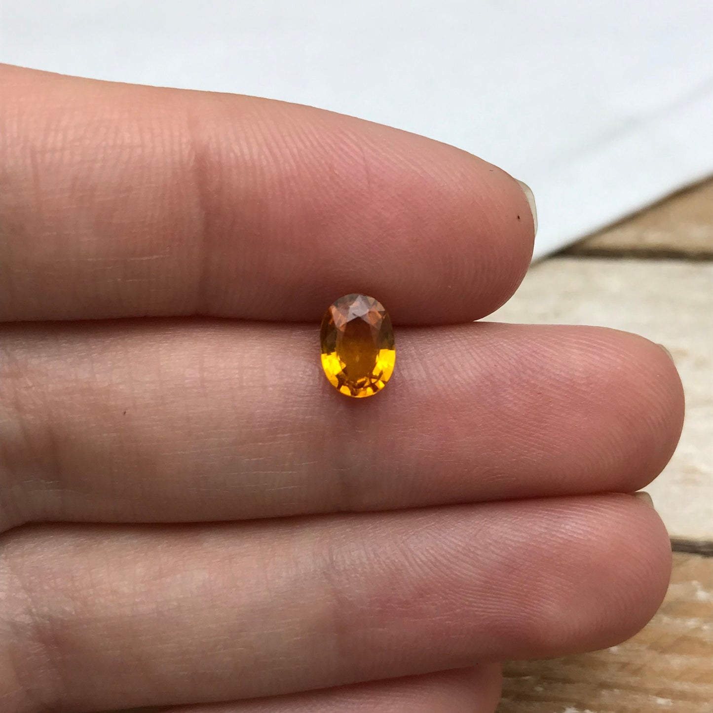 7x5mm Orange Sapphire 0.96 ct Color Treated Oval cut Faceted Loose Vivid Fancy Color Sapphire