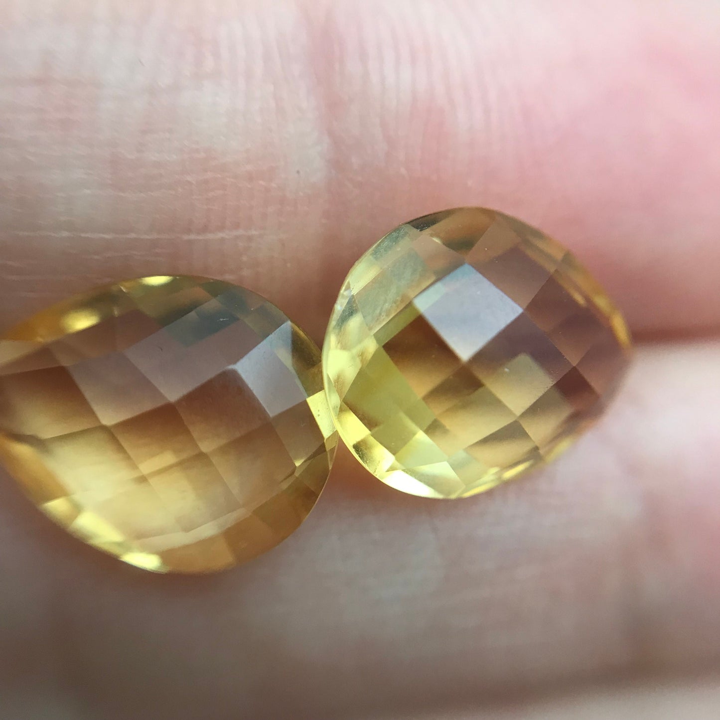 Pair of 12x10mm Citrine 7.54CTW, Pear Cut, Faceted Loose Orange Gemstones, November Birthstone