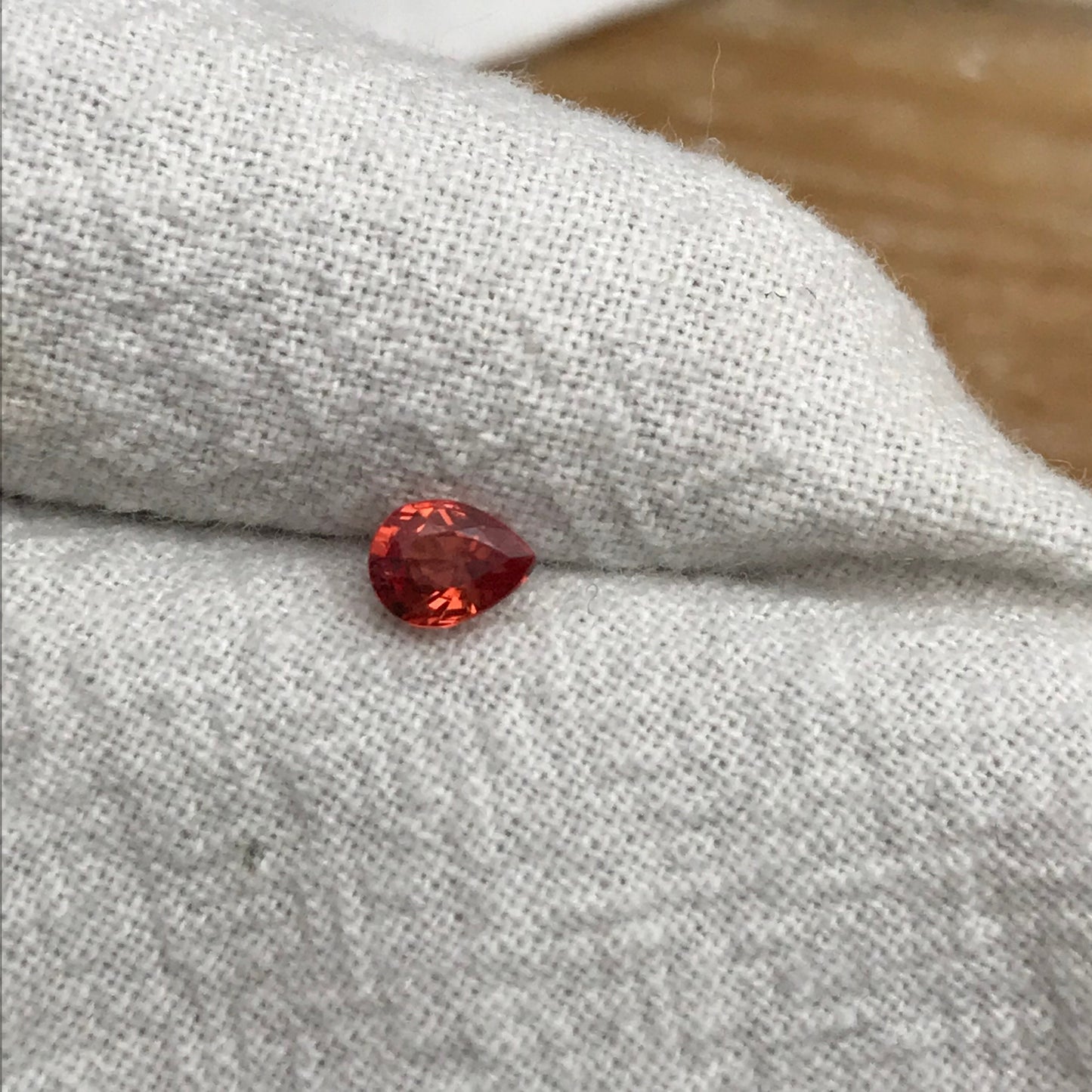 0.42 carat Natural Orange Sapphire 4.8x3.7mm Pear Cut Faceted Loose Earth Mined Beryllium Treated - BE TREATED