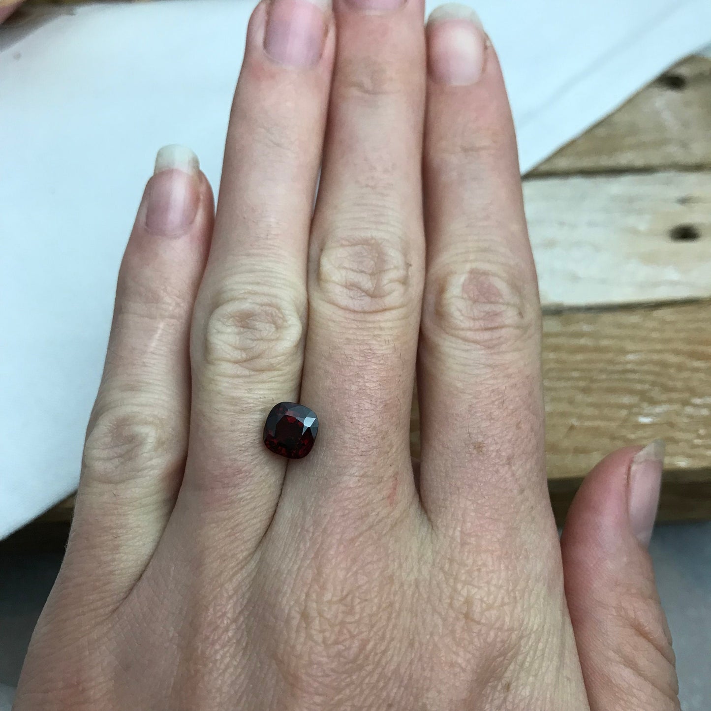 7mm Natural Red Spessartite Garnet 2.41 carats, Cushion cut, Deep Red Faceted Garnet