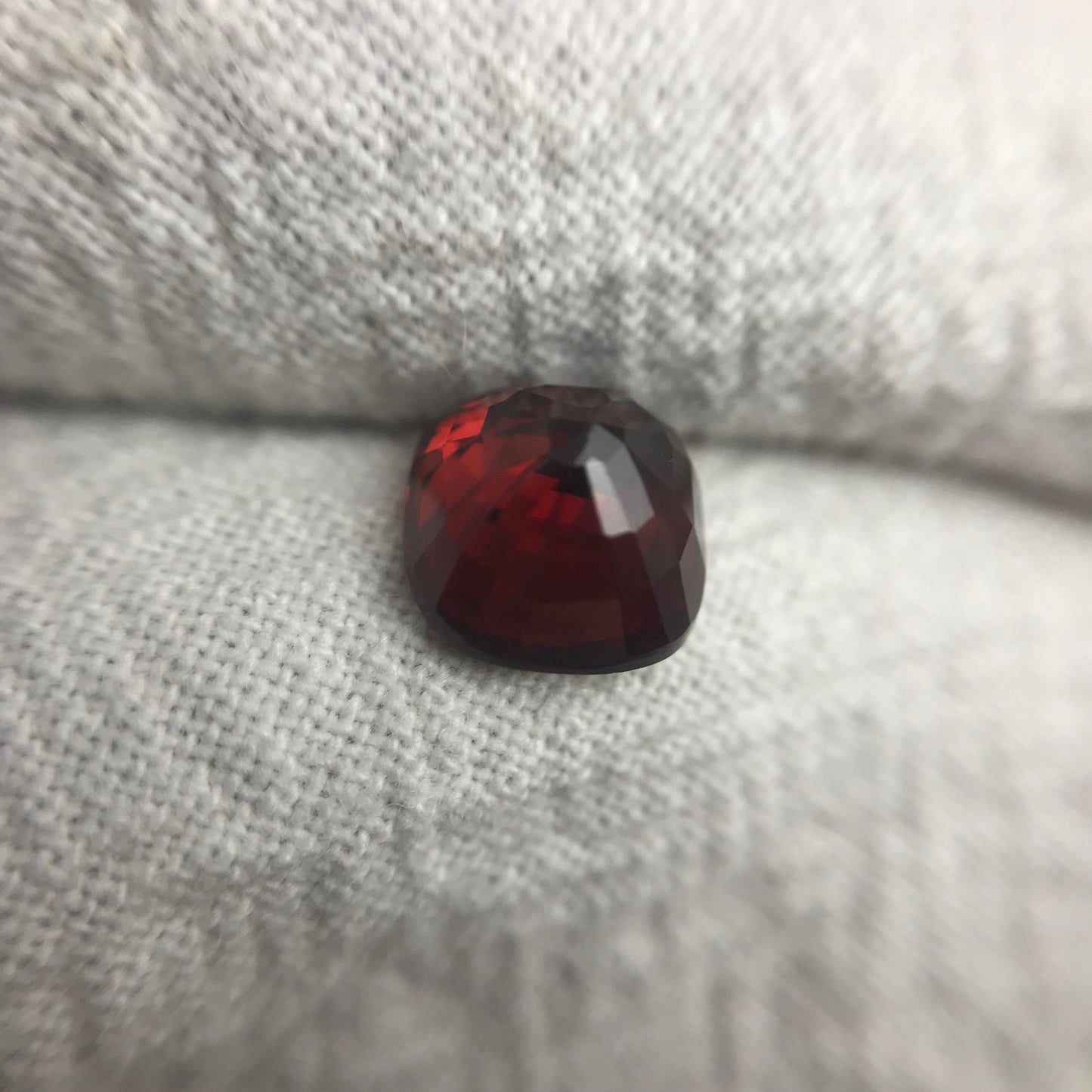 7mm Natural Red Spessartite Garnet 2.41 carats, Cushion cut, Deep Red Faceted Garnet