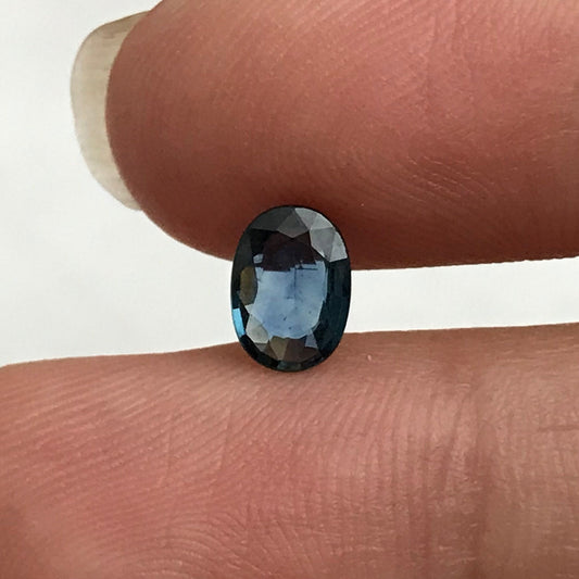 7x5mm Natural Sapphire Oval Cut 0.71 carat Blue Sapphire, Faceted Loose Shallow cut Gem