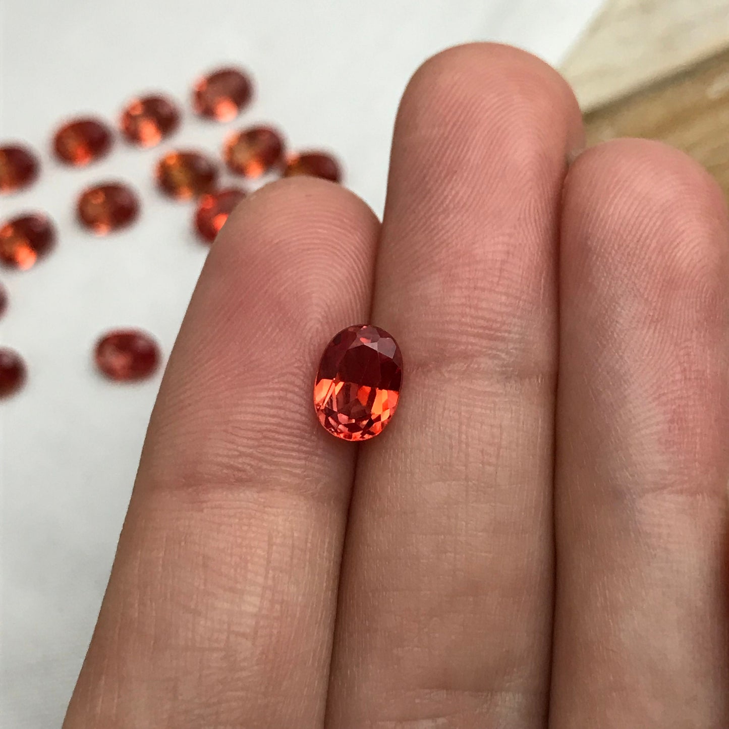 One- 8x6mm Lab Created Orange Sapphire 1.39-1.87 Carat Oval Cut, Loose Gemstone,
