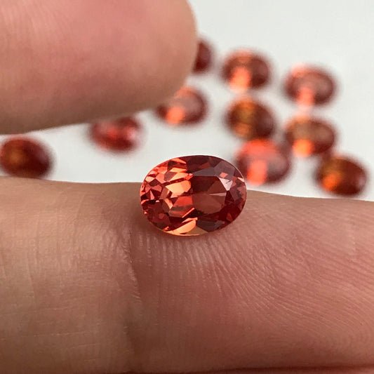 One- 8x6mm Lab Created Orange Sapphire 1.39-1.87 Carat Oval Cut, Loose Gemstone,