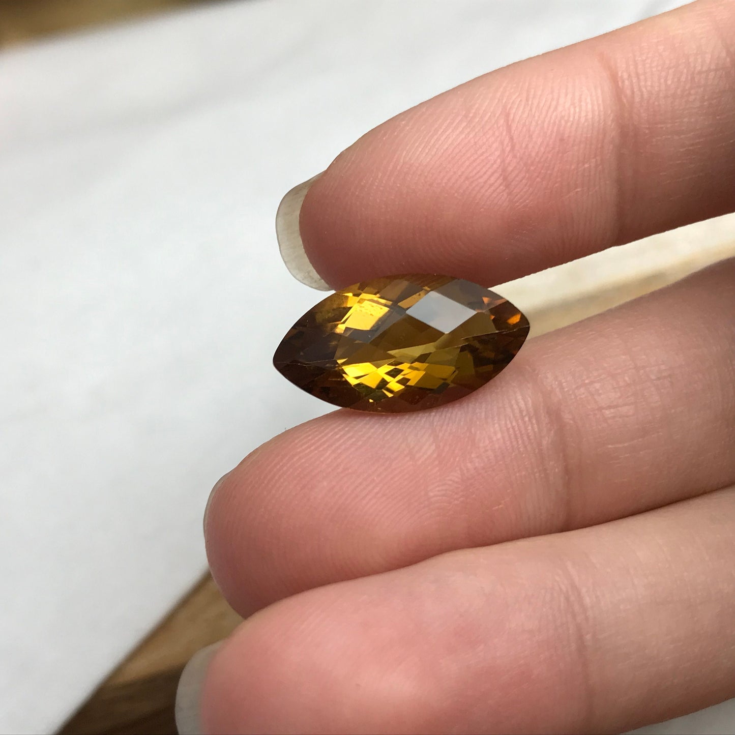 19x10mm Smoky Citrine 6.42 carat Marquise Cut, Faceted Loose Yellow Orange Quartz, November Birthstone