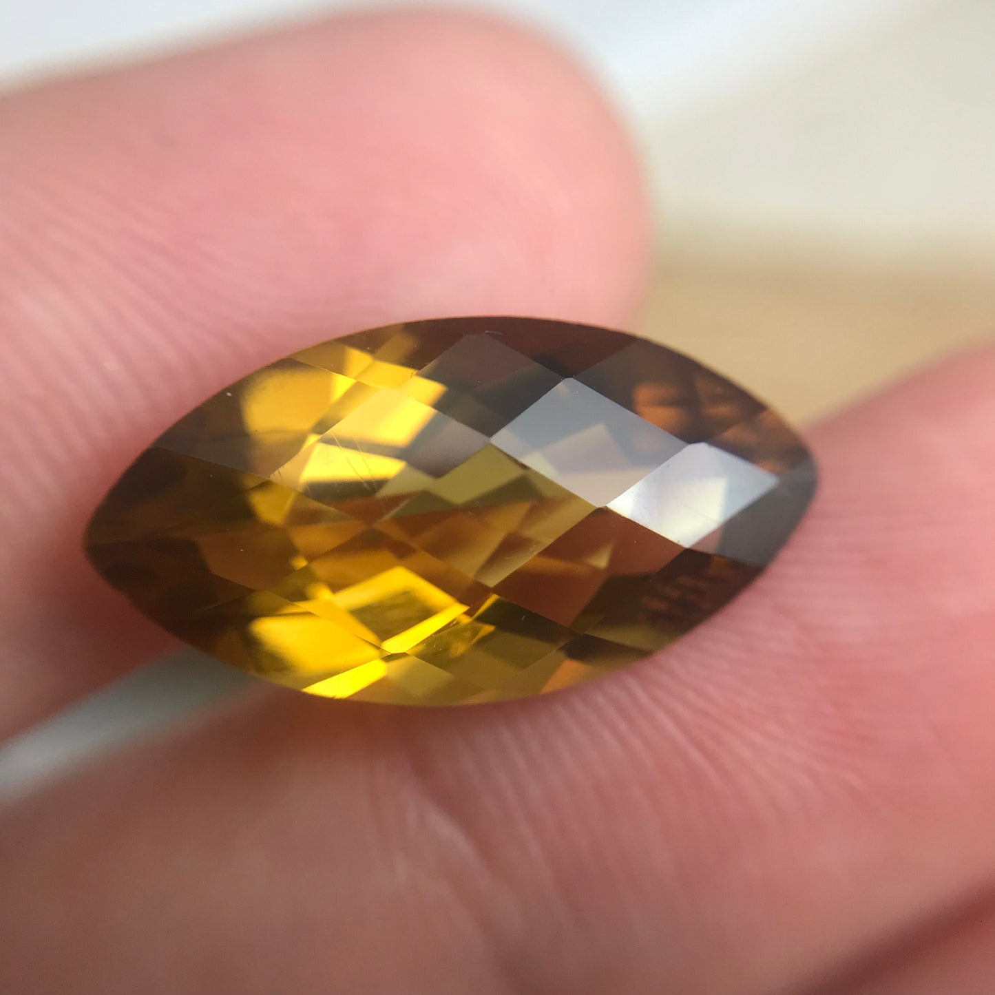 19x10mm Smoky Citrine 6.42 carat Marquise Cut, Faceted Loose Yellow Orange Quartz, November Birthstone