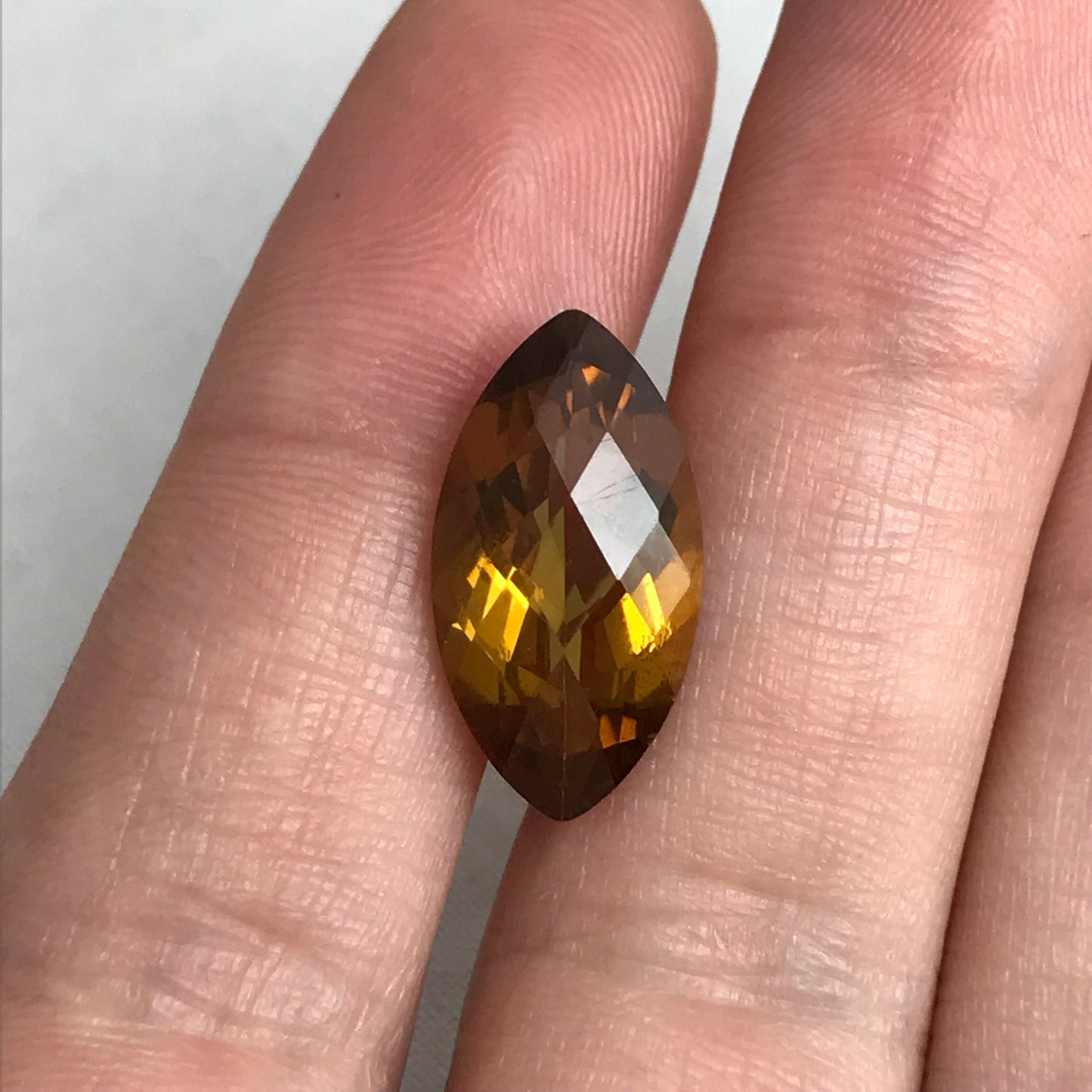 19x10mm Smoky Citrine 6.42 carat Marquise Cut, Faceted Loose Yellow Orange Quartz, November Birthstone