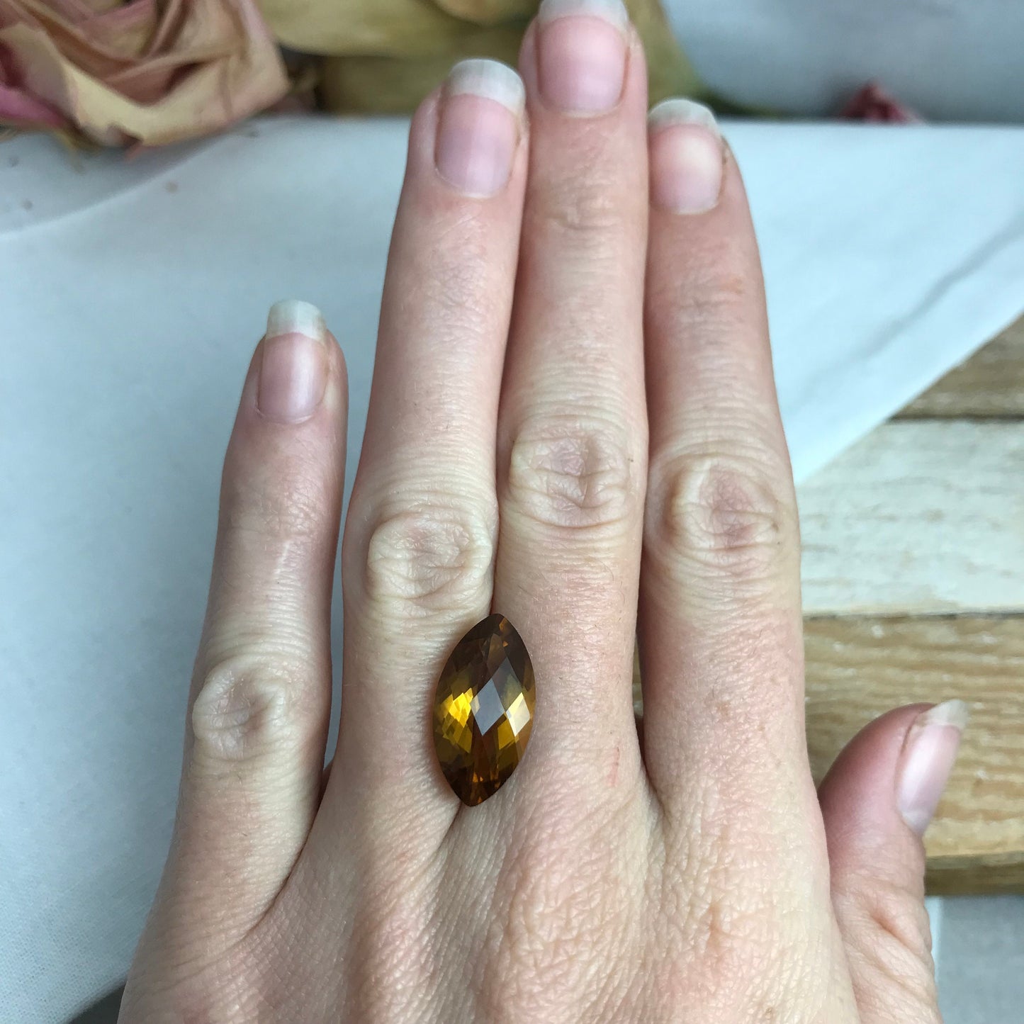 19x10mm Smoky Citrine 6.42 carat Marquise Cut, Faceted Loose Yellow Orange Quartz, November Birthstone