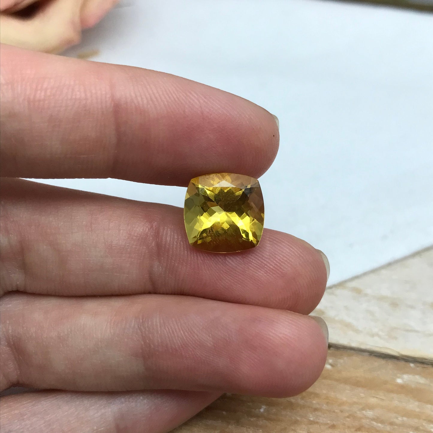 5 Carat Golden Citrine 11mm Cushion Cut, Faceted Loose Quartz