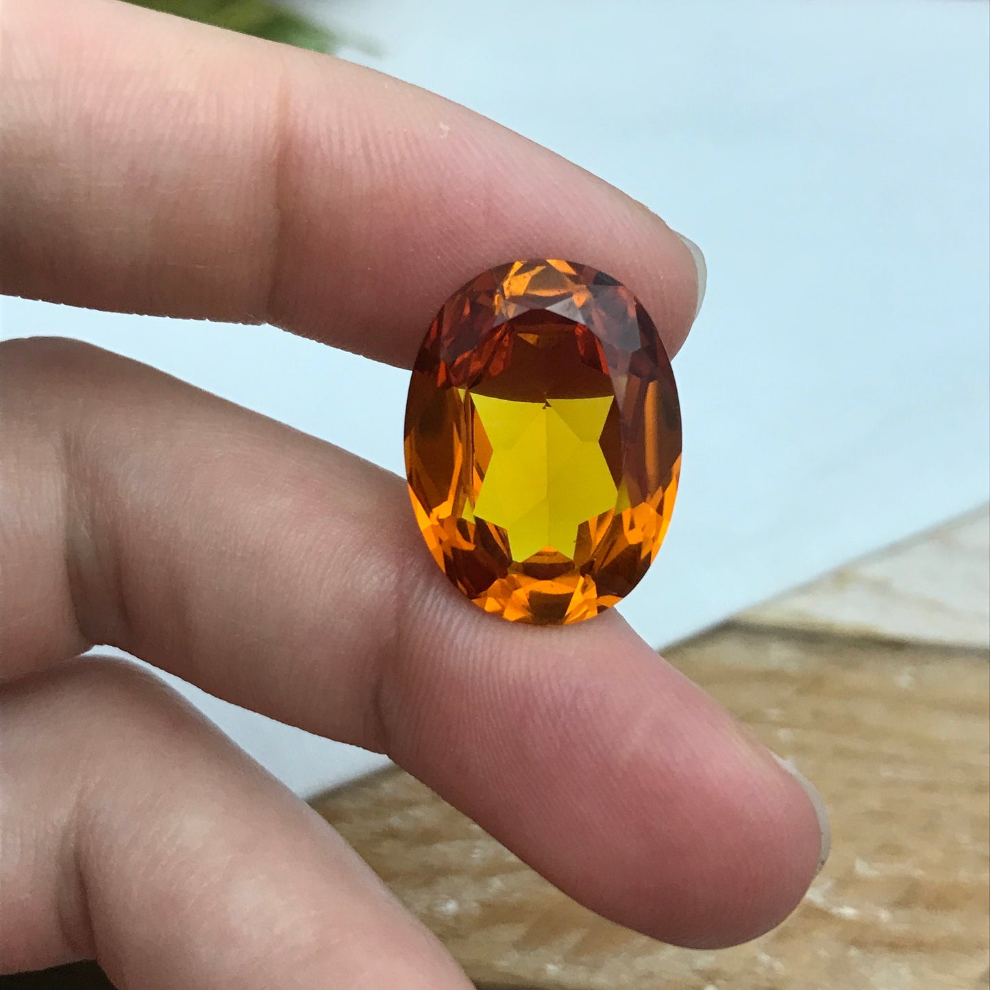 18.62 Orange Lab Sapphire 19.5x15mm Oval Cut, Faceted Loose Gemstone, Lab Created Gem