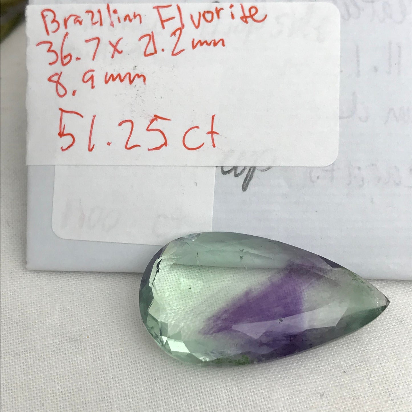 Purple & Green Fluorite 36.7x21mm Cut 51 Carat, Faceted Loose Bi-Color Fuorite