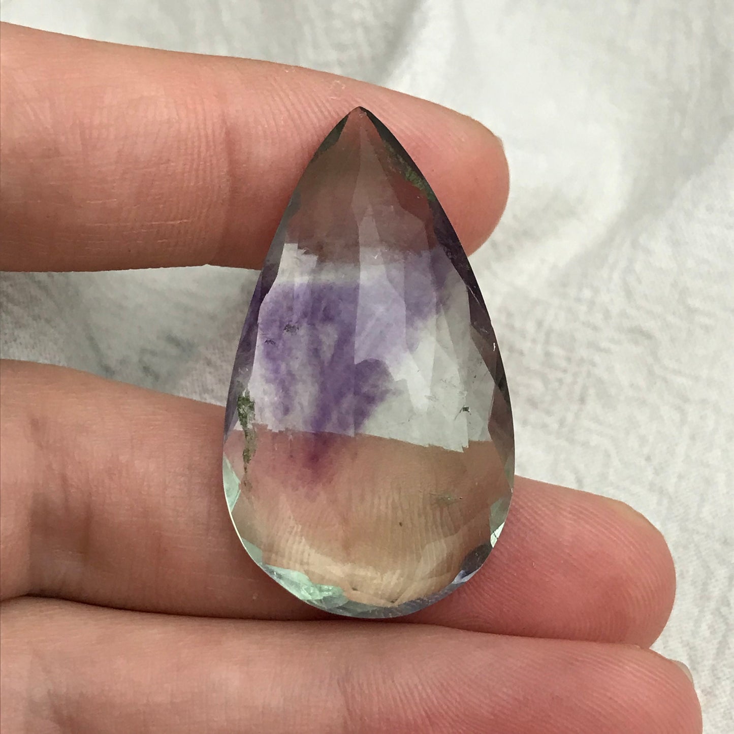 Purple & Green Fluorite 36.7x21mm Cut 51 Carat, Faceted Loose Bi-Color Fuorite