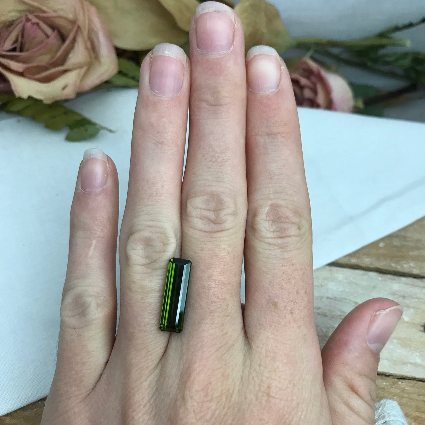 4.42 carat Natural Deep Green Tourmaline 18x5.7mm Long Octagon Cut Faceted Loose Gemstone