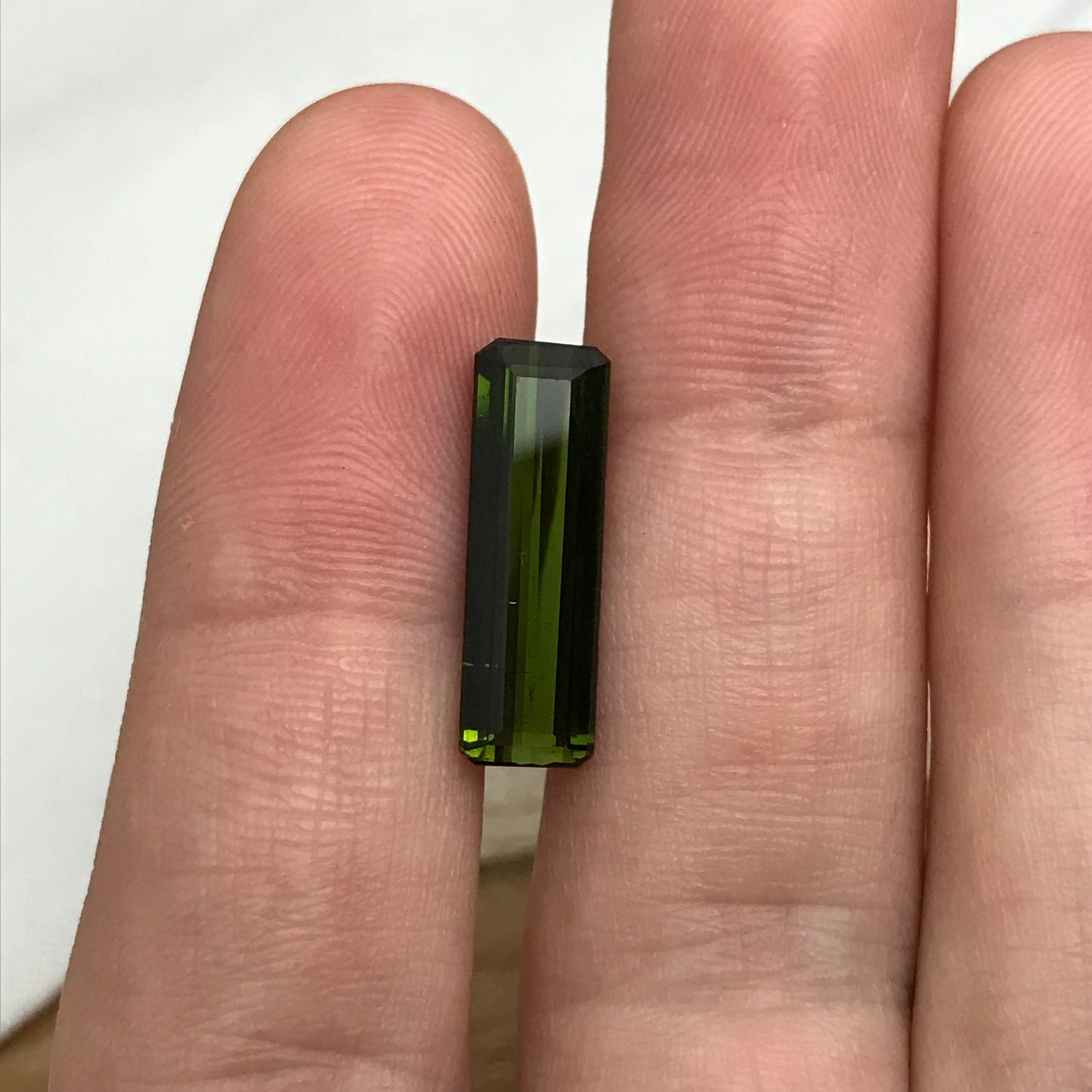 4.42 carat Natural Deep Green Tourmaline 18x5.7mm Long Octagon Cut Faceted Loose Gemstone