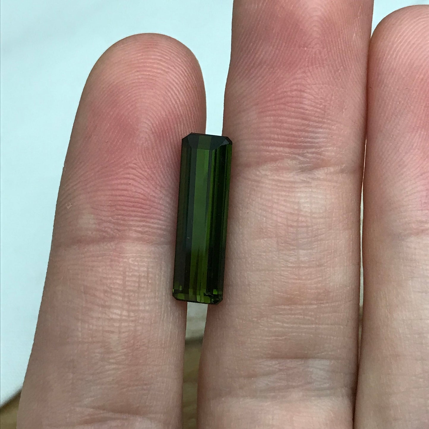 4.42 carat Natural Deep Green Tourmaline 18x5.7mm Long Octagon Cut Faceted Loose Gemstone