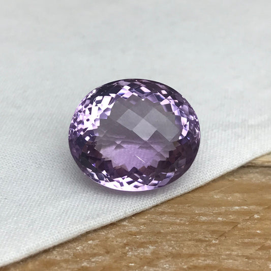21x18mm Light Purple Amethyst, Checker Oval, 32.53 carat Loose Faceted Gemstone, February Birthstone