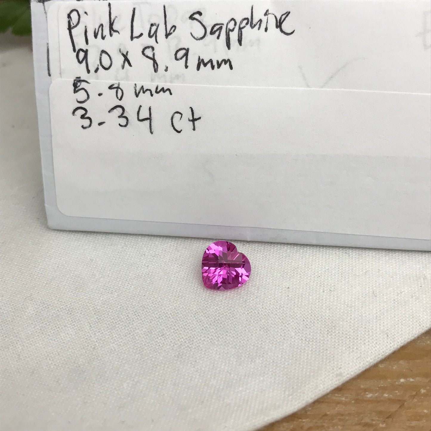 9mm Lab Pink Sapphire 3.34 Carat Heart Cut Unmounted Loose Faceted Gemstone Synthetic Man Made Corundum Pink Gem