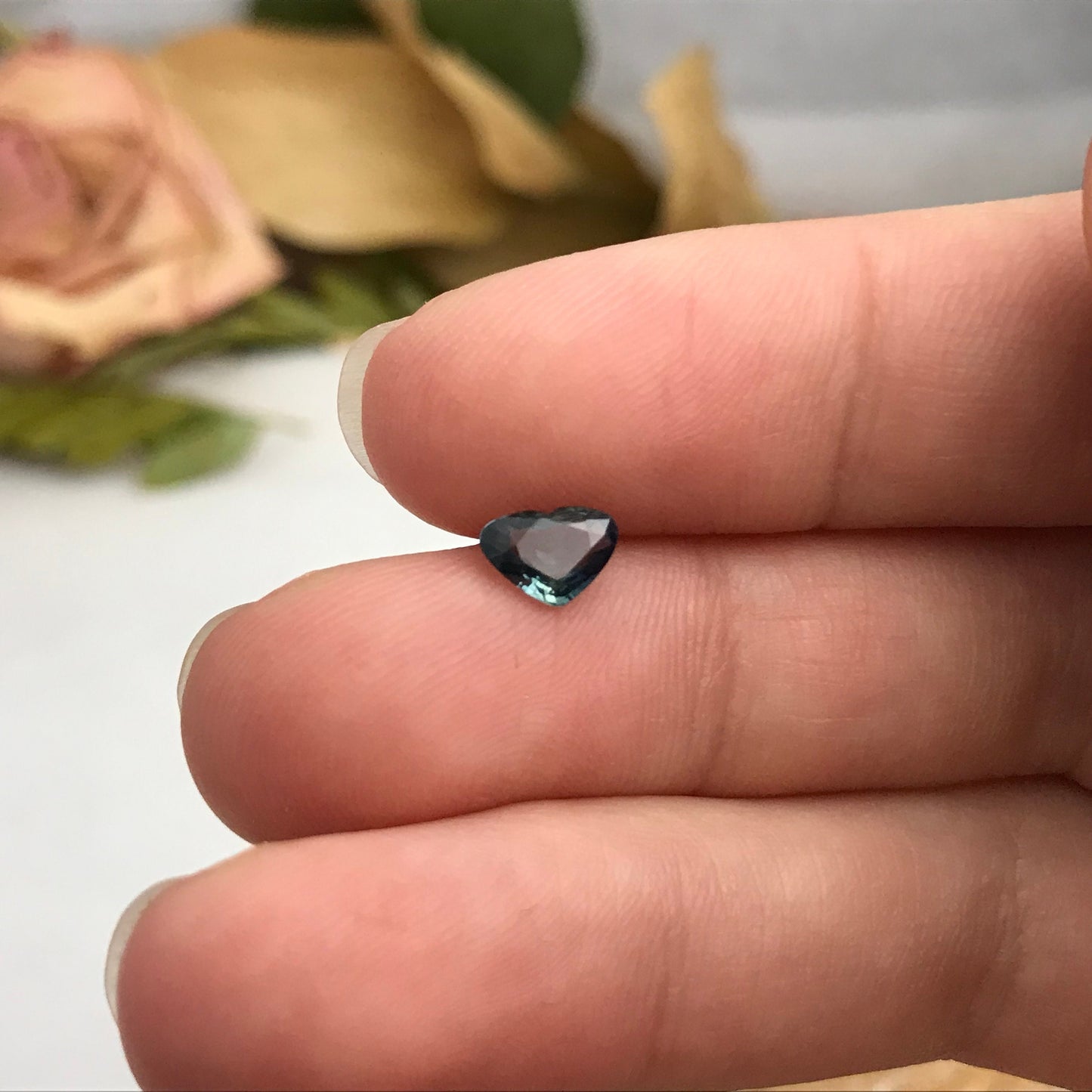 0.61 Ct Natural Blue-Green Sapphire 6.7x4.8mm, Wide Heart Cut Gem, Faceted Loose Gemstone, Heated Sapphire