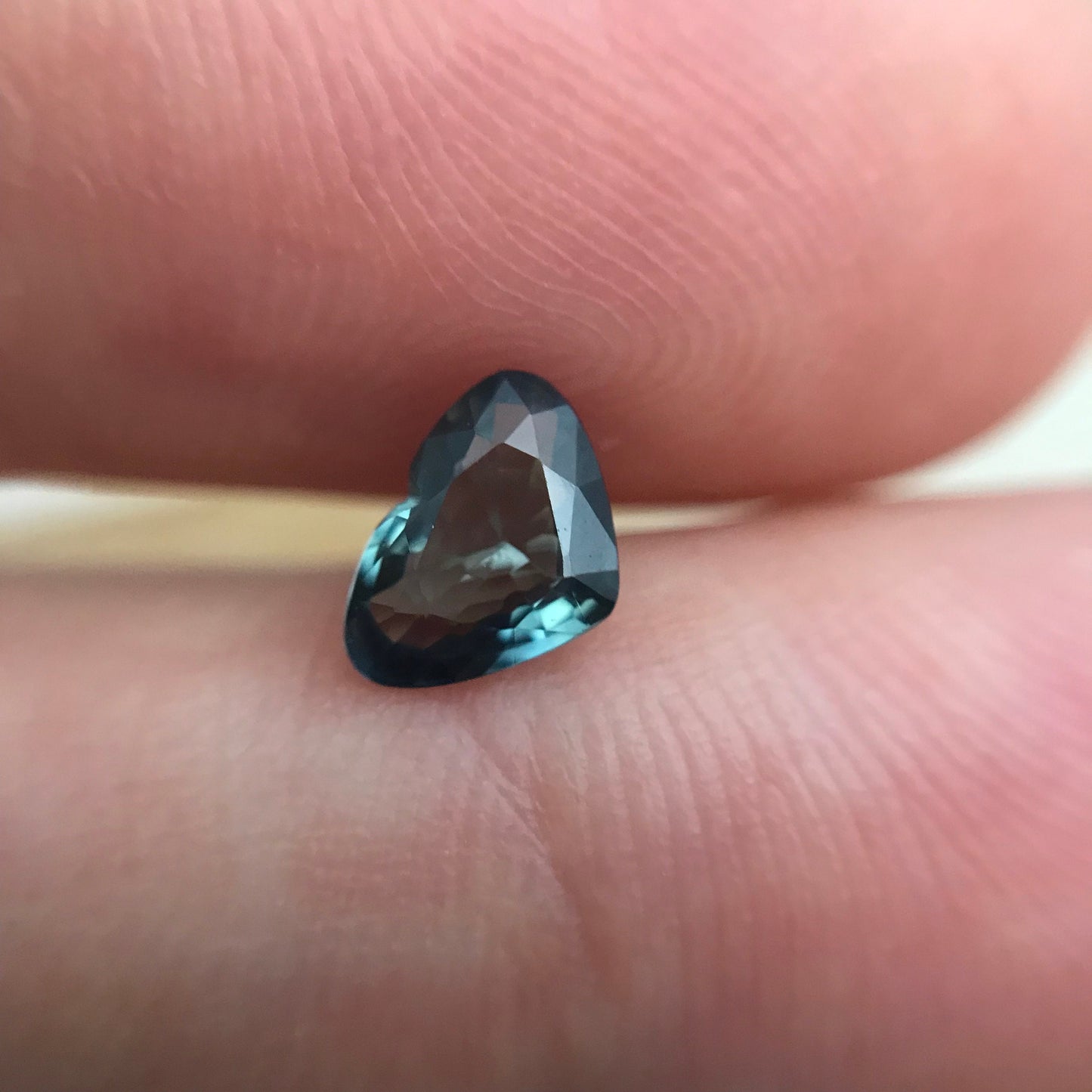 0.61 Ct Natural Blue-Green Sapphire 6.7x4.8mm, Wide Heart Cut Gem, Faceted Loose Gemstone, Heated Sapphire