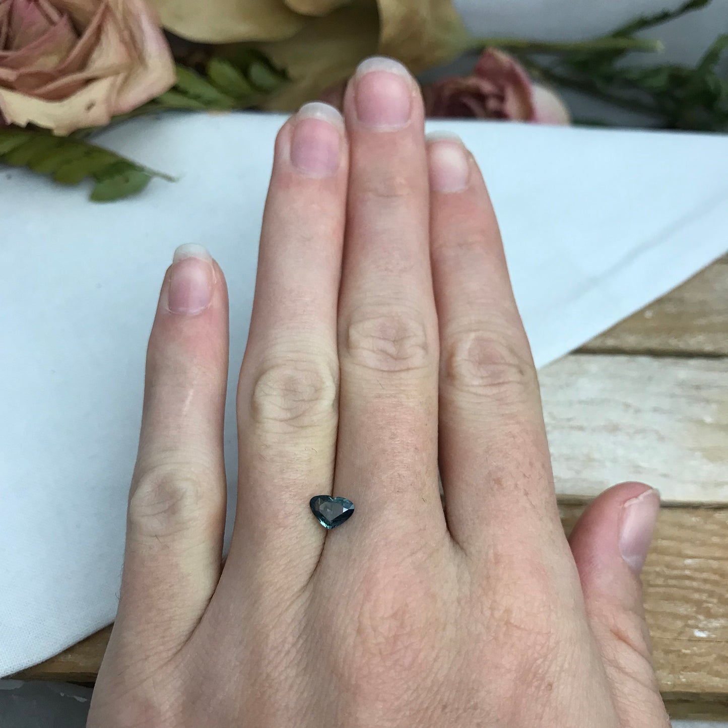 0.61 Ct Natural Blue-Green Sapphire 6.7x4.8mm, Wide Heart Cut Gem, Faceted Loose Gemstone, Heated Sapphire