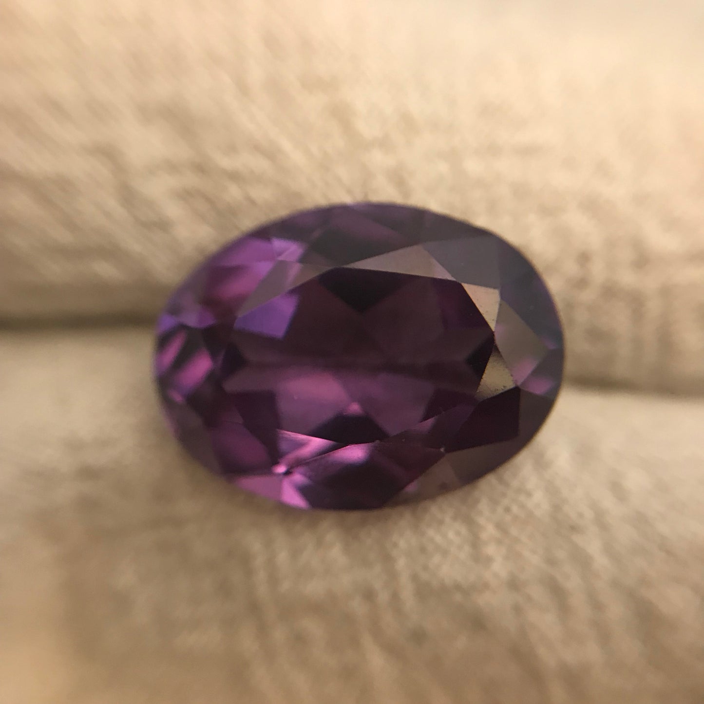 16x12mm Lab Created Purple Sapphire Oval Cut 11.40 Carat, Faceted Lab Grown Corundum- Alexandrite Replacement