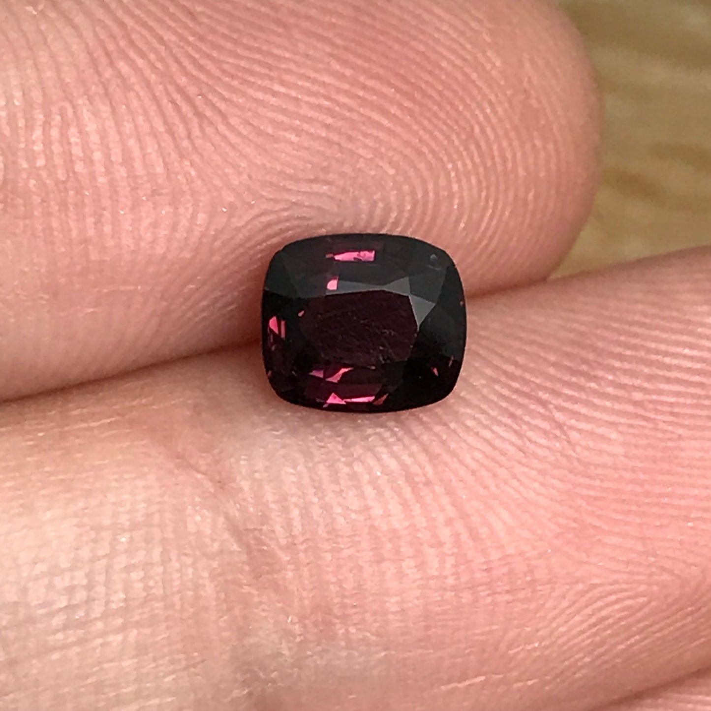 1 Ct Natural Purple Red Spinel 6.3x5.5mm Cushion Cut, Faceted Loose Gemstone, Dark Purple Stone