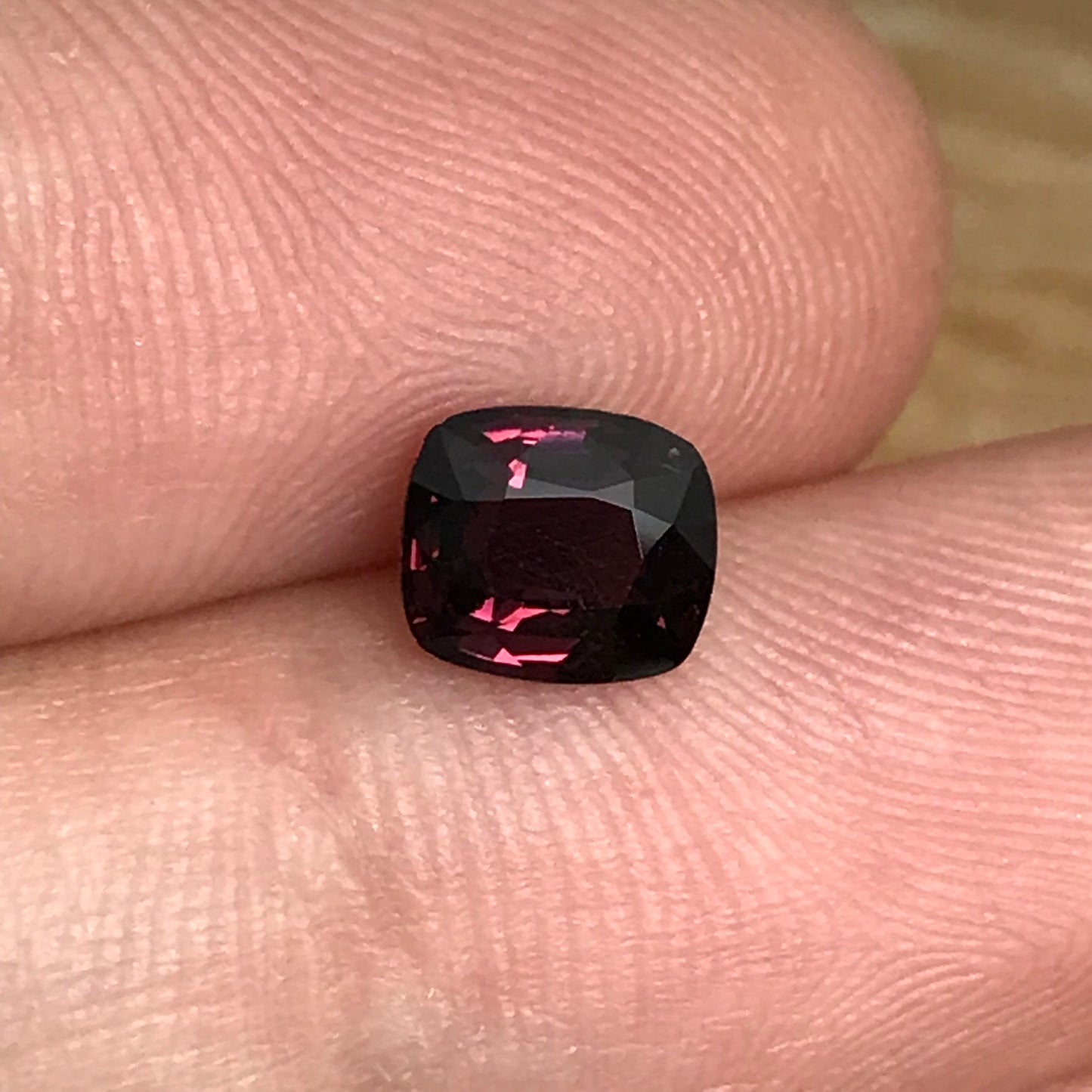 1 Ct Natural Purple Red Spinel 6.3x5.5mm Cushion Cut, Faceted Loose Gemstone, Dark Purple Stone