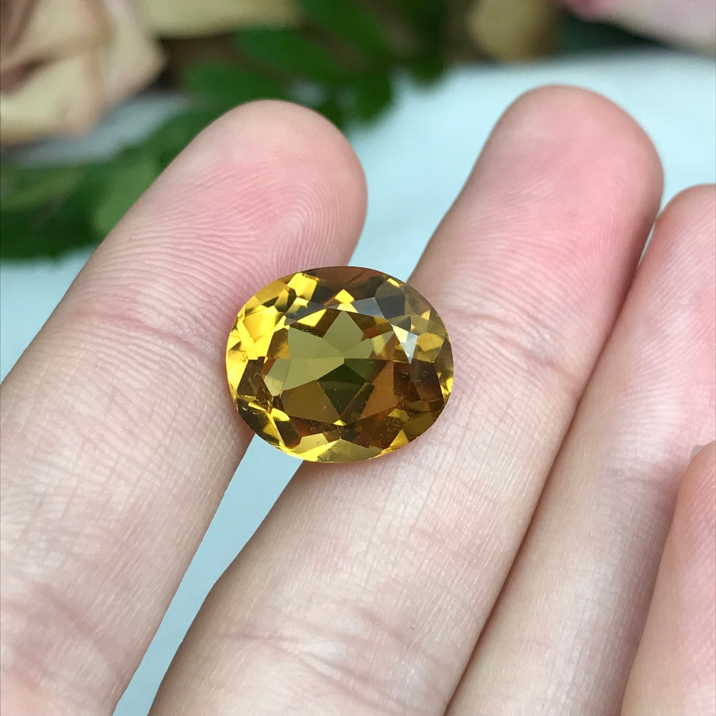 8.59 Carat Orange Citrine 14.5x12.5mm Oval Cut, Faceted Loose Yellow Orange Gemstone, November Birthstone