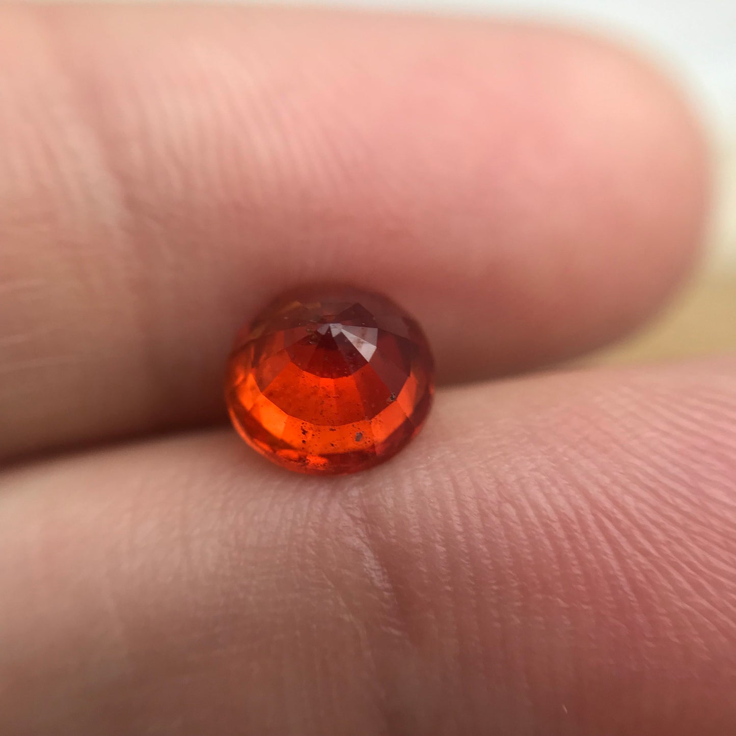 7mm Natural Bright Orange Sapphire 1.88 Carat Round Cut, Faceted Loose Reddish Orange Color Treated (BE) Sapphire