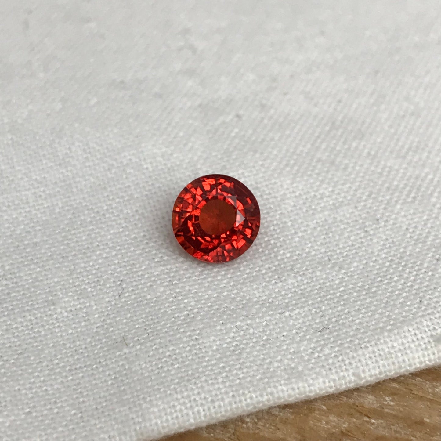 7mm Natural Bright Orange Sapphire 1.88 Carat Round Cut, Faceted Loose Reddish Orange Color Treated (BE) Sapphire