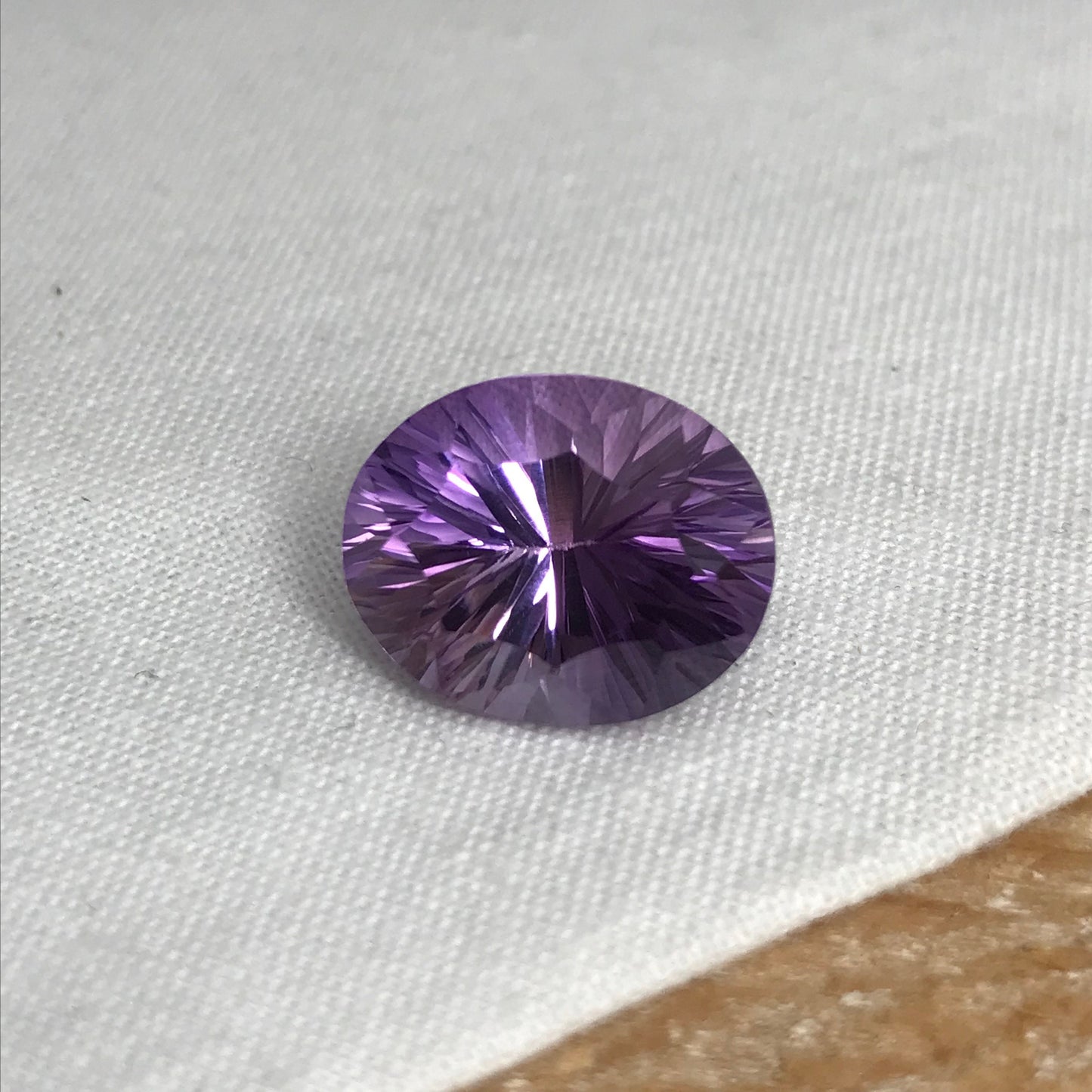 9 carat Amethyst Concave Oval cut, 15.2x12.3mm Natural Fantasy cut Quartz