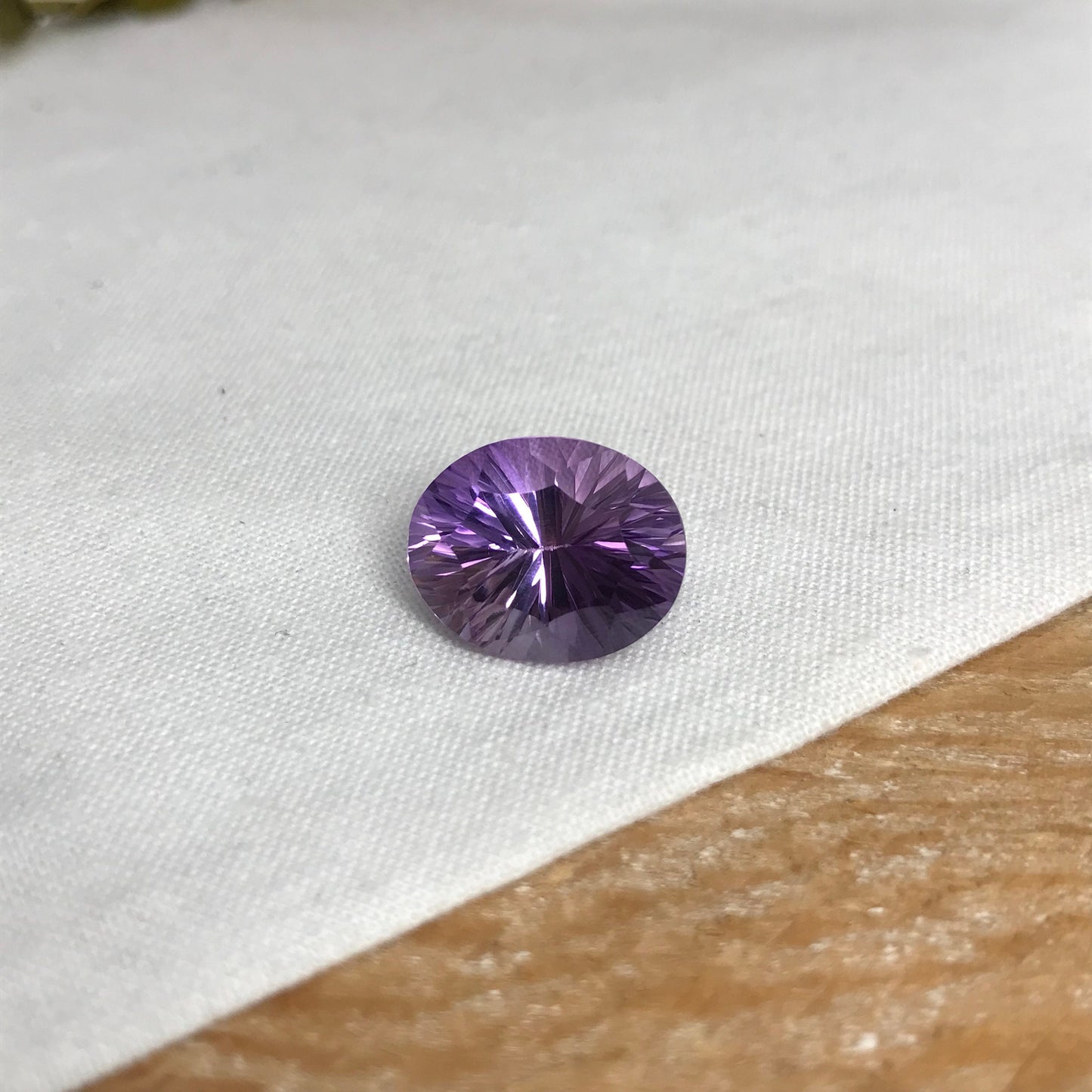 9 carat Amethyst Concave Oval cut, 15.2x12.3mm Natural Fantasy cut Quartz