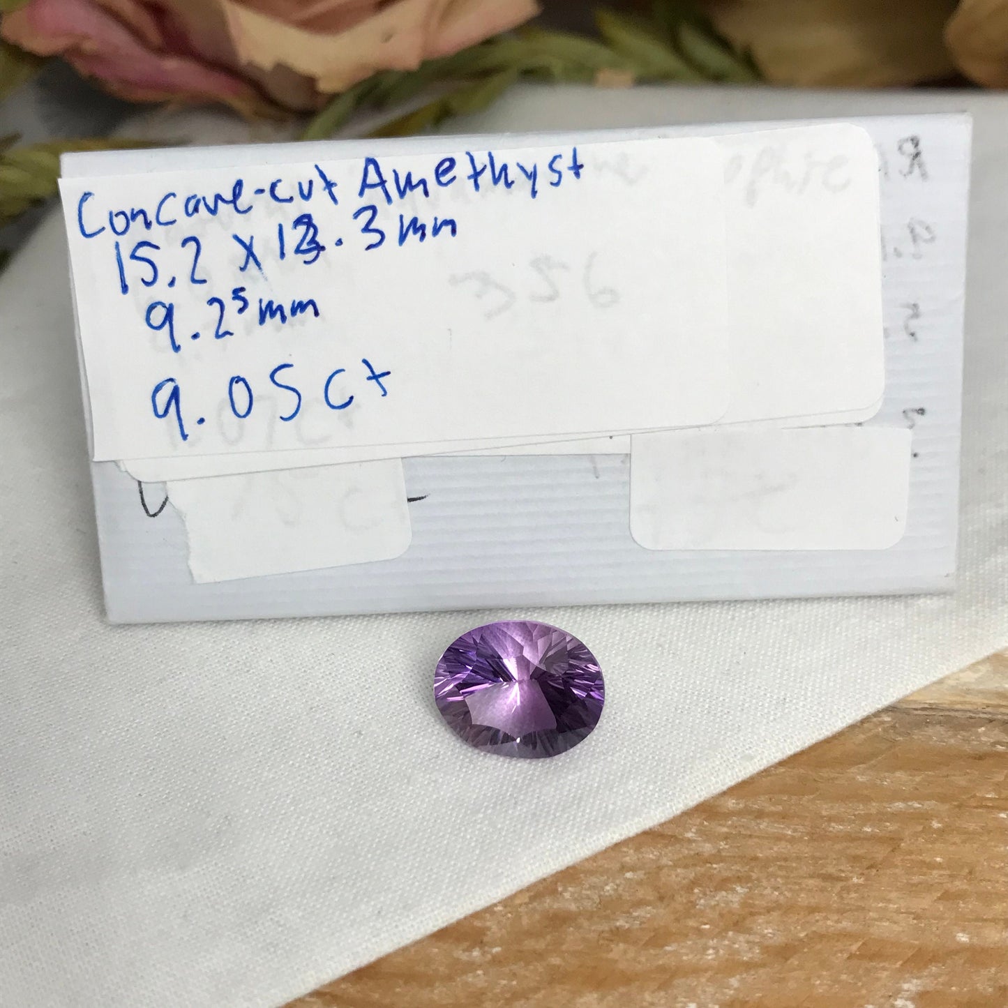 9 carat Amethyst Concave Oval cut, 15.2x12.3mm Natural Fantasy cut Quartz