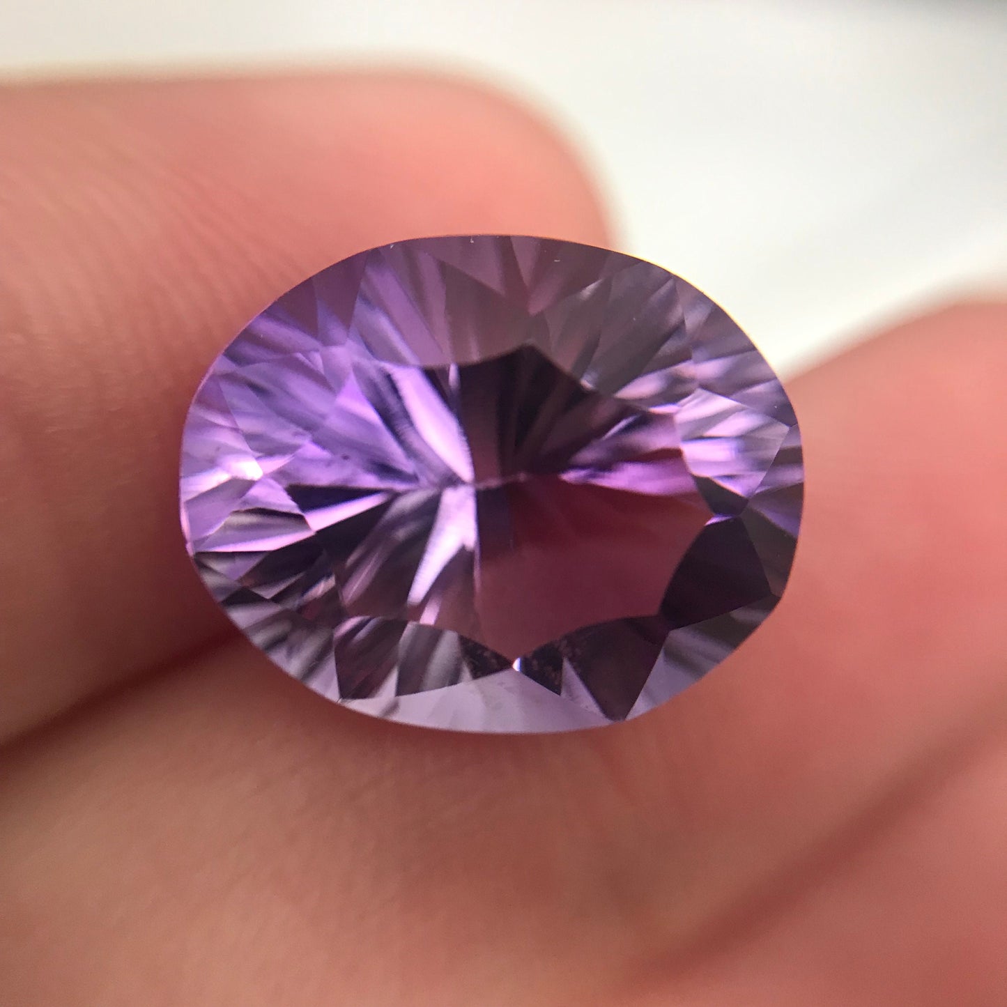 9 carat Amethyst Concave Oval cut, 15.2x12.3mm Natural Fantasy cut Quartz