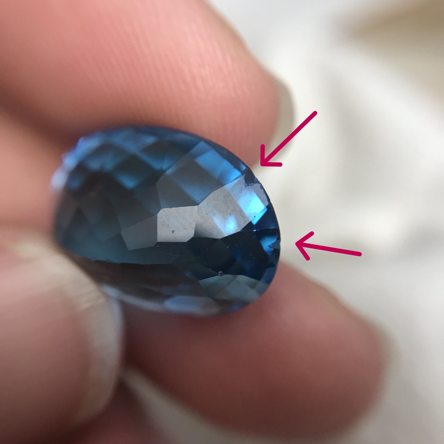 13 Carat Blue Topaz with Chips, 18x13mm Oval Worn Faceted Discount Gemstone, Reclaimed/Recycled Imperfect Gem