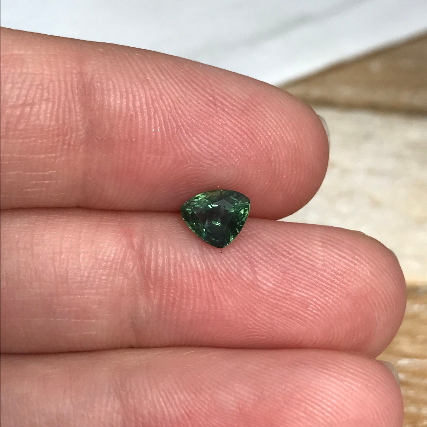 0.96 Carat Natural Green Sapphire 6.5x5.3 mm Gemstone Trillion Cut Corundum Gem Faceted Loose Sapphire