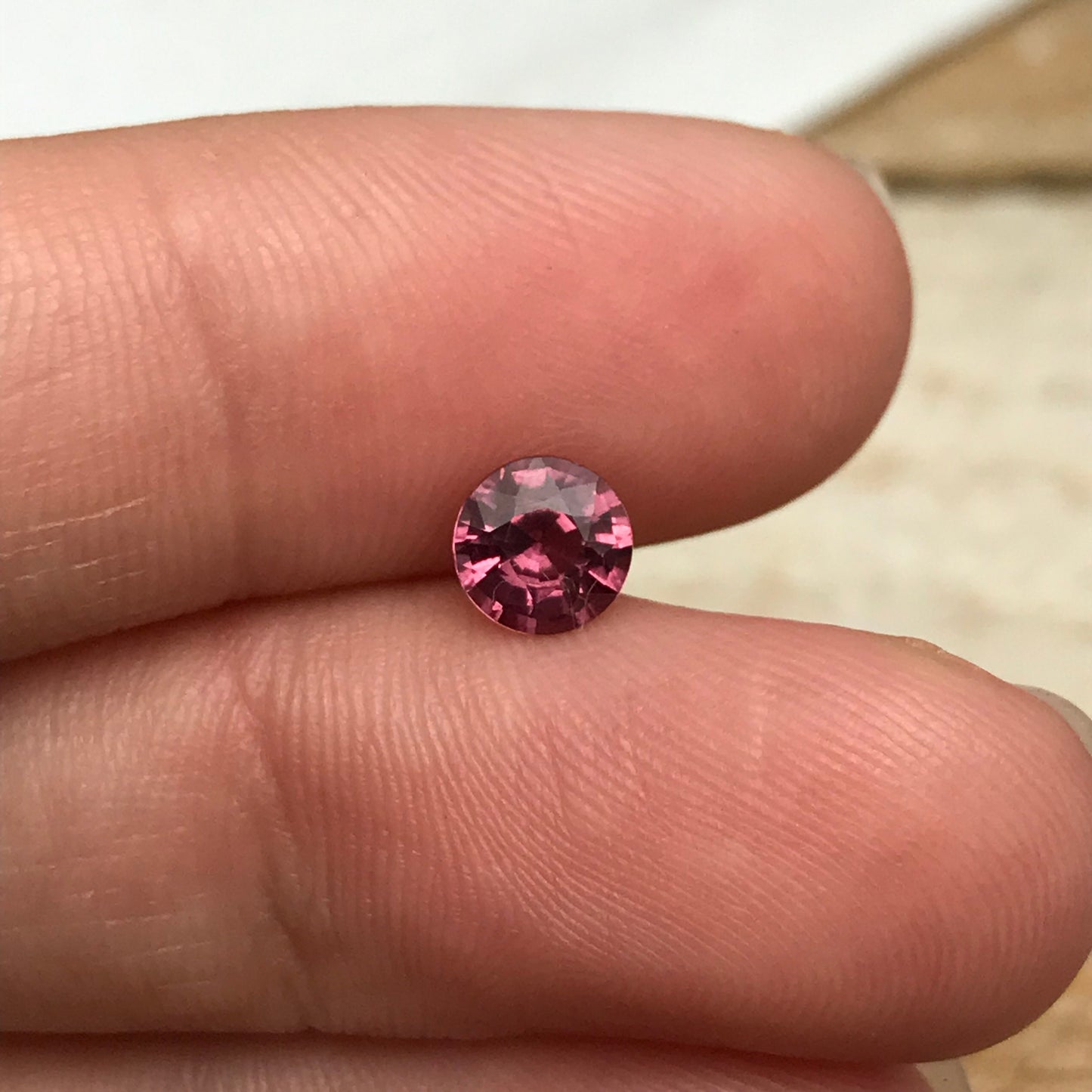 5.5mm Pink Rhodolite Garnet 0.81 Carat Round Gemstone, Purplish Pink Garnet, Faceted Loose Pink Gem