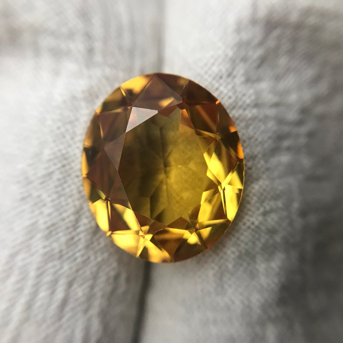 14x12mm Yellow Lab Sapphire 8.46 Carat, Oval Cut, Faceted Loose Gemstone, Synthetic Corundum