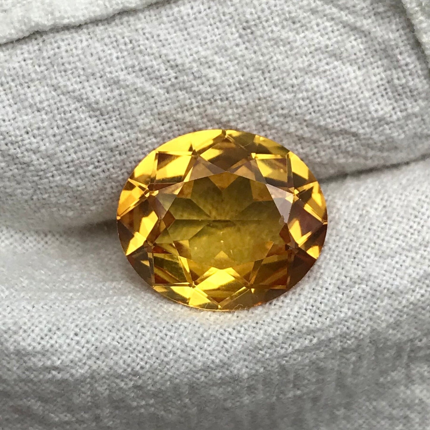 14x12mm Yellow Lab Sapphire 8.46 Carat, Oval Cut, Faceted Loose Gemstone, Synthetic Corundum