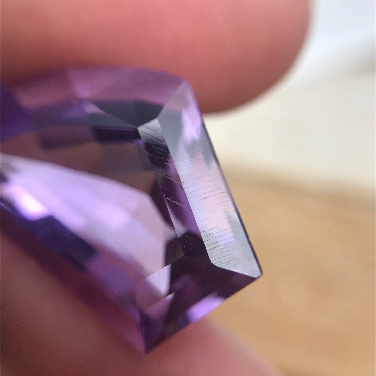 19 carat Purple Amethyst Freeform cut Faceted Large 21x16mm