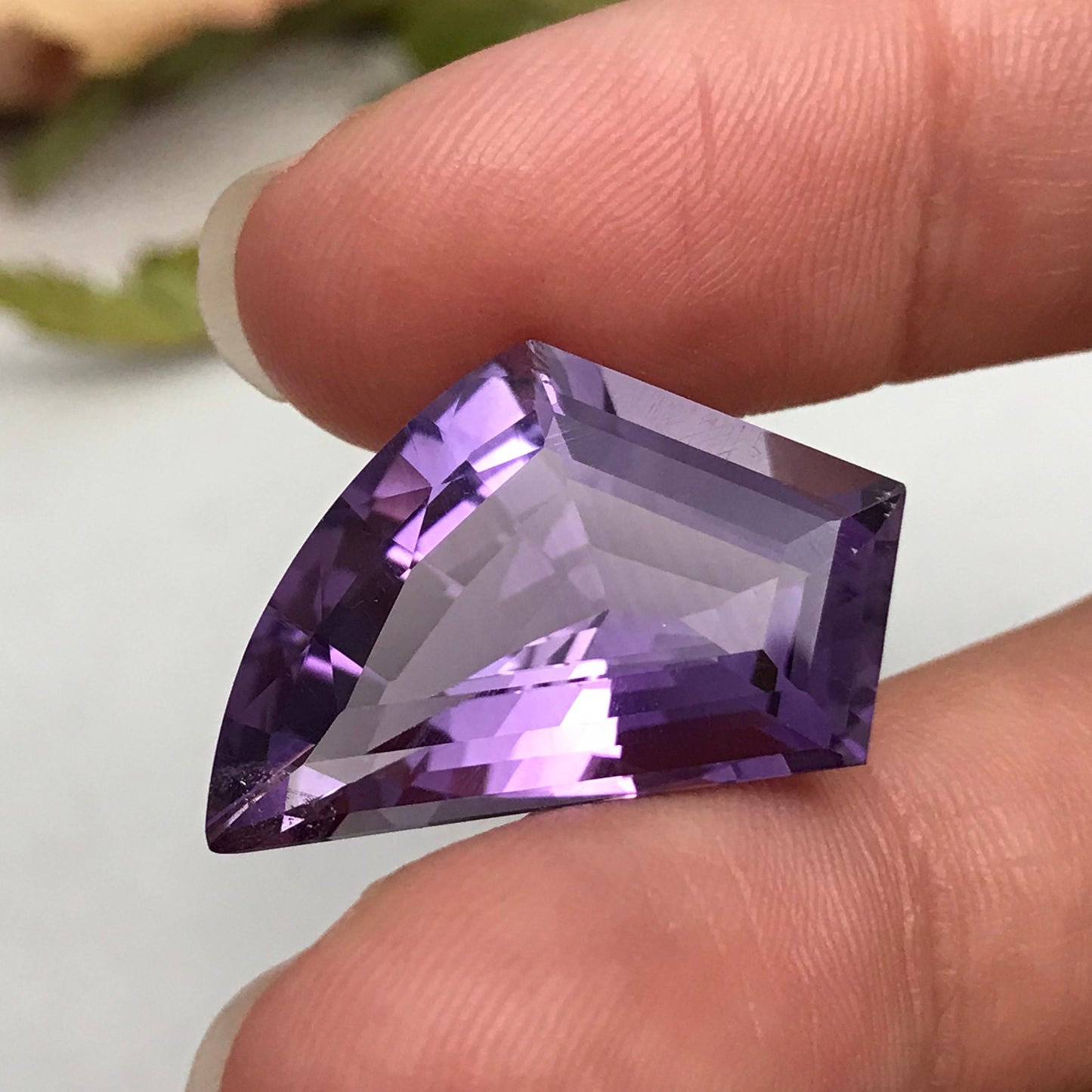 19 carat Purple Amethyst Freeform cut Faceted Large 21x16mm