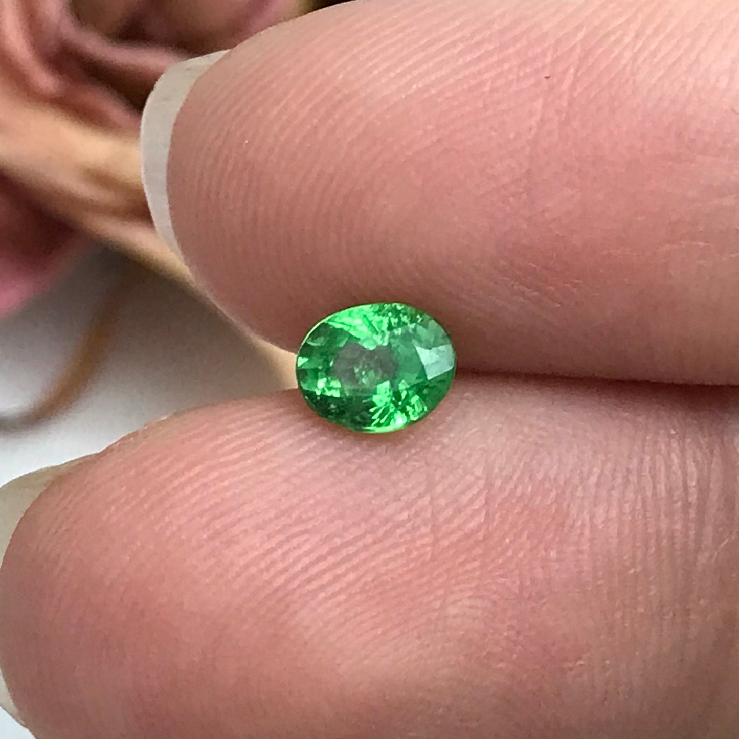 0.76 Carat Green Tsavorite Garnet 5.78x4.63mm Oval Cut, Faceted Loose Gemstone