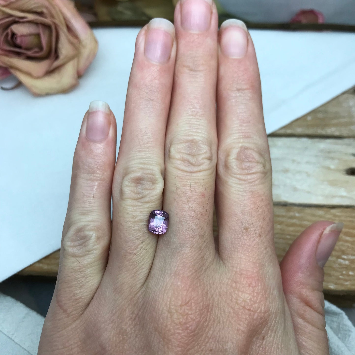 1.56 Carat Natural Purple Spinel 7x6mm Cushion Cut, Faceted Loose Natural Spinel