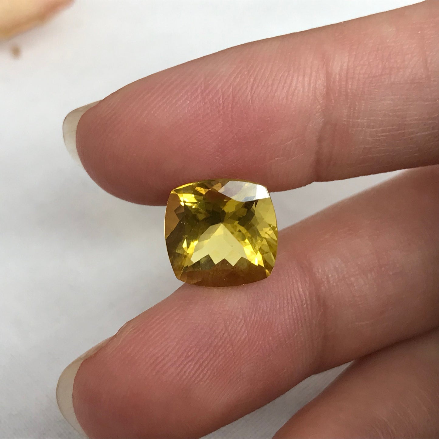 5 Carat Golden Citrine 11mm Cushion Cut, Faceted Loose Quartz