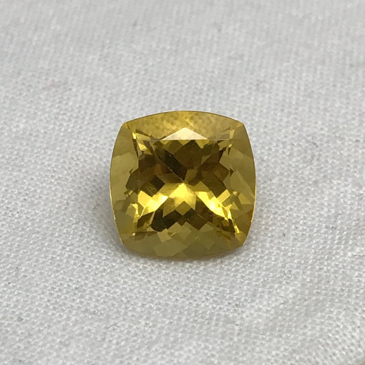 5 Carat Golden Citrine 11mm Cushion Cut, Faceted Loose Quartz