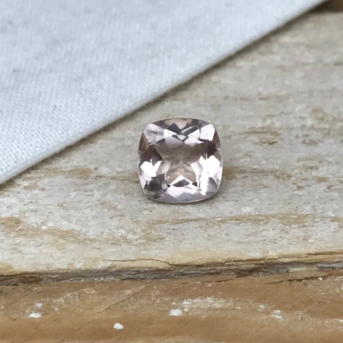 8mm Morganite Square Cushion Cut, 2 carat Peachy Pink Loose Faceted Gemstone