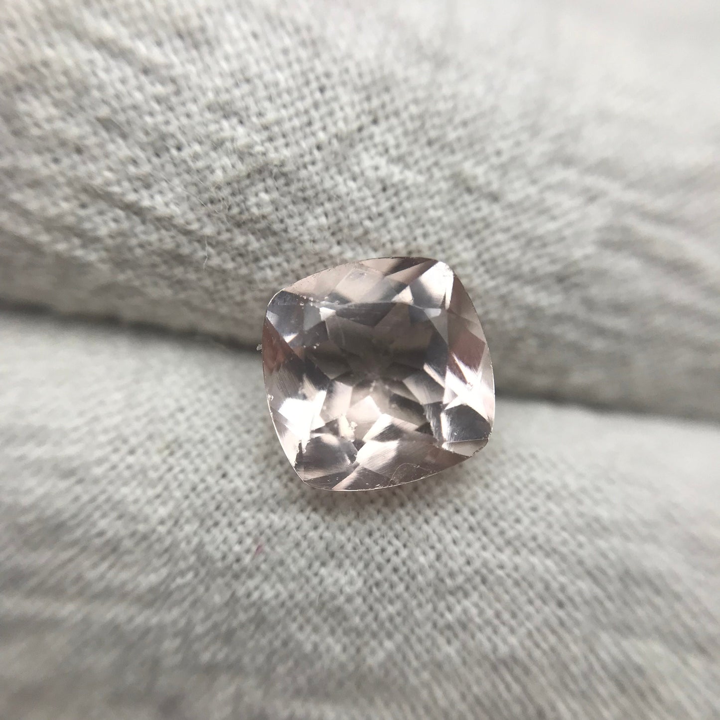 8mm Morganite Square Cushion Cut, 2 carat Peachy Pink Loose Faceted Gemstone